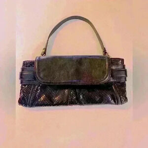 KOOBA black leather handbag, flap, buckle GORGEOUS!!!! Snake skin!